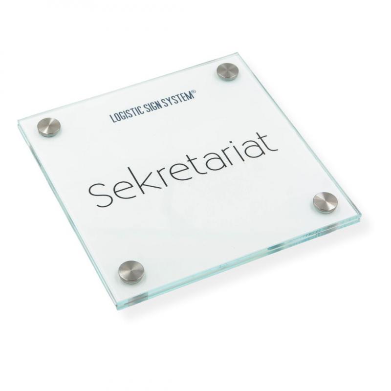 Türschild VITRUM B , Glasschild, Büroschild, 150 150 mm